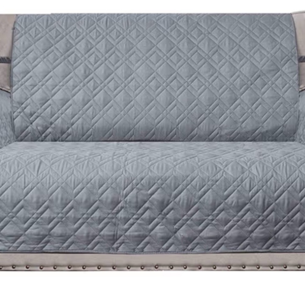 Elegant Gray Quilted Love Seat Cover